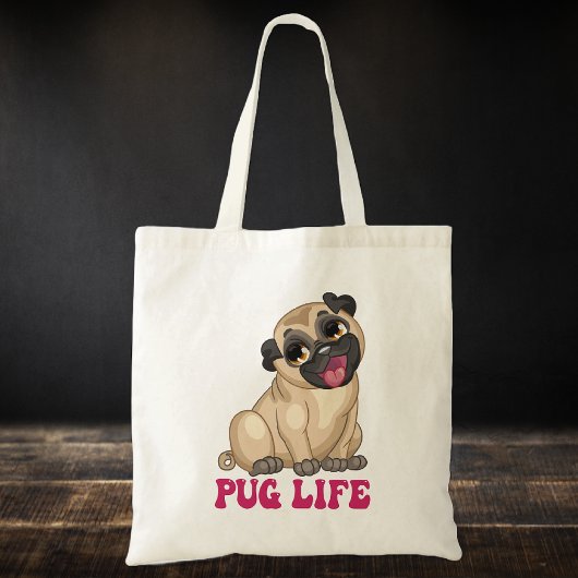 Funny Pug Life Cartoon Puppy Hondenliefhebber Scha Tote Bag