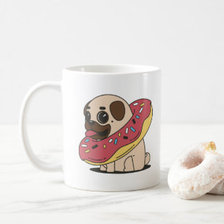 Funny pug met donut koffiemok