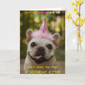 Funny Pug Met Party Pet Verjaardag Wenskaart Kaart (Gele Bloem)