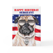 Funny Pug Militaire Sergeant Birthday