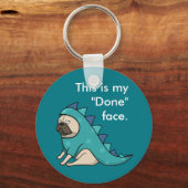 Funny Pug Pugasaurus is "Gedaan" Sleutelhanger (Voorkant)