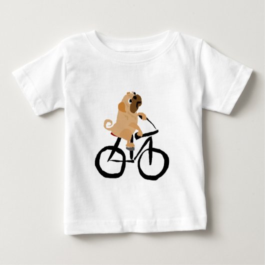 Funny Pug Puppy Dog Riding Bicycle (Voorkant)
