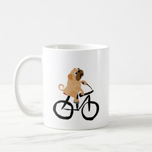 Funny Pug Puppy Dog Riding Bicycle Koffiemok (Links)
