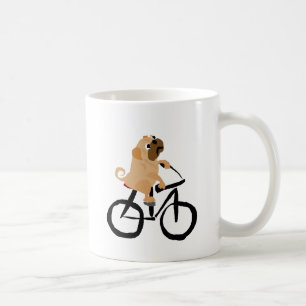 Funny Pug Puppy Dog Riding Bicycle Koffiemok