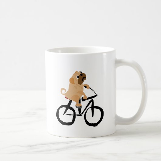 Funny Pug Puppy Dog Riding Bicycle Koffiemok (Rechts)