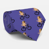 Funny Pug Puppy Dog Riding Bicycle Stropdas (Opgerold)