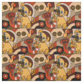 Funny Pug Spelling Saxophone Abstract Fabric Stof (Swatch)