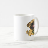 Funny Pug Spelling Ukulele Cartoon Koffiemok (Voorkant rechts)