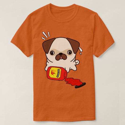 Funny Pug Spled Hot Sauce T-shirt (Design voorkant)