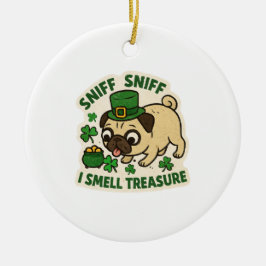 Funny Pug Treasure Hunting St. Patrick’s Day Keramisch Ornament