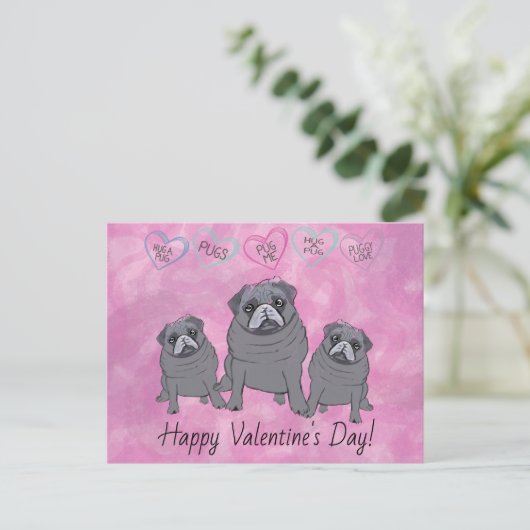 Funny Pug Valentijn Briefkaart (Staand voorkant)