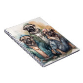 Funny Pug Waterverf Kunst Notitieboek (Rechterzijde)