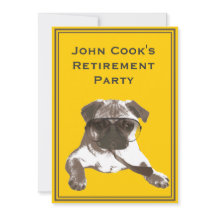 Funny Pug with Stropdas Retirement Party Invitatio