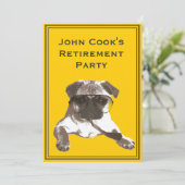 Funny Pug with Stropdas Retirement Party Invitatio Kaart (Staand voorkant)
