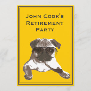Funny Pug with Stropdas Retirement Party Invitatio Kaart