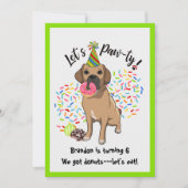Funny Puggle Dog Donuts Birthday Party Kaart (Voorkant)