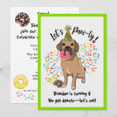 Funny Puggle Dog Donuts Birthday Party Kaart (Voorkant / Achterkant)