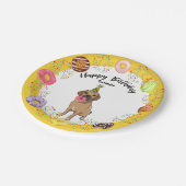 Funny Puggle Dog Donuts Birthday Party Papieren Bordje (Gekanteld)