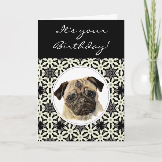 Funny Pugs & Kisses Birthday Pug, Pet Dog Kaart (Voorkant)