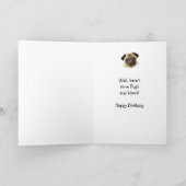 Funny Pugs & Kisses Birthday Pug, Pet Dog Kaart (Binnen)