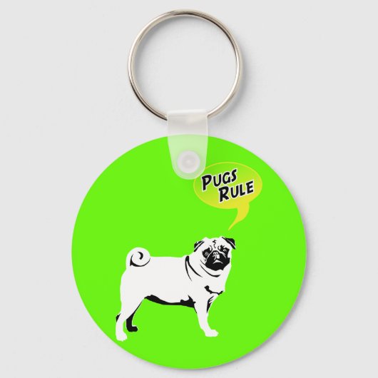 Funny Pugs Rule Gifts Sleutelhanger (Voorkant)