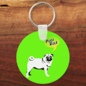 Funny Pugs Rule Gifts Sleutelhanger (Voorkant)