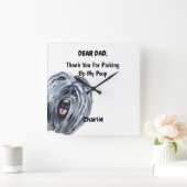 Funny Puli Dog Waterverf Canine Art  Vierkante Klok (Huis)