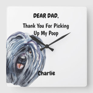 Funny Puli Dog Waterverf Canine Art  Vierkante Klok