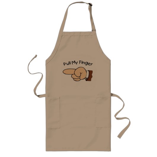 Funny Pull My Finger Apron Lang Schort (Voorkant)