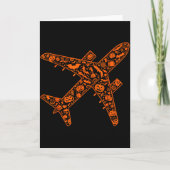 Funny Pumpkin Airplane Candy Halloween Mens Womens Kaart (Voorkant)