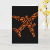 Funny Pumpkin Airplane Candy Halloween Mens Womens Kaart (Gele Bloem)
