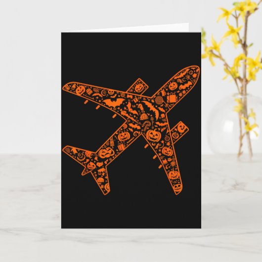 Funny Pumpkin Airplane Candy Halloween Mens Womens Kaart (Gele Bloem)