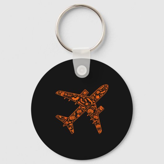 Funny Pumpkin Airplane Candy Halloween Mens Womens Sleutelhanger (Voorkant)