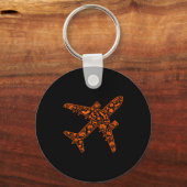 Funny Pumpkin Airplane Candy Halloween Mens Womens Sleutelhanger (Voorkant)