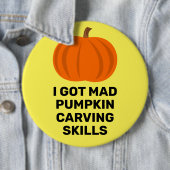 Funny Pumpkin Carving Bragging Rights Button (In situ)