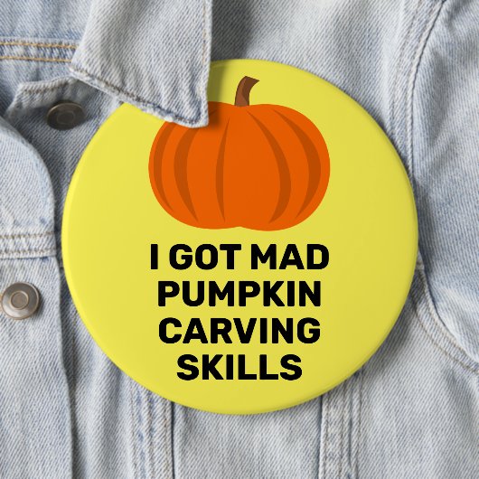 Funny Pumpkin Carving Bragging Rights Button (In situ)