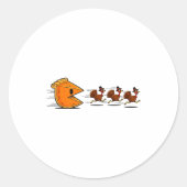Funny Pumpkin E Chasing Turkey Gobble Fall Thanksg Ronde Sticker (Voorkant)