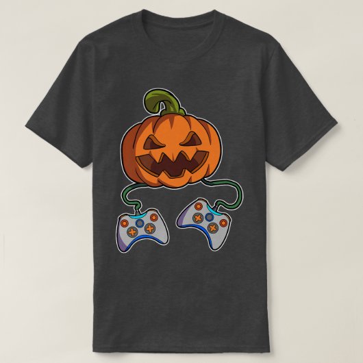 Funny Pumpkin Gamer Controllers Video Game Hallowe T-shirt (Design voorkant)