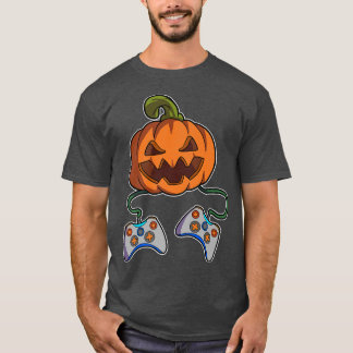 Funny Pumpkin Gamer Controllers Video Game Hallowe T-shirt