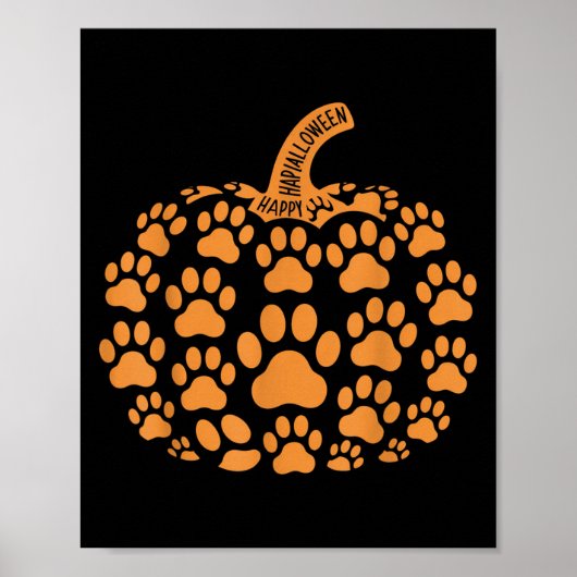 Funny Pumpkin Halloween Paw Dog For Men Women Kids Poster (Voorkant)