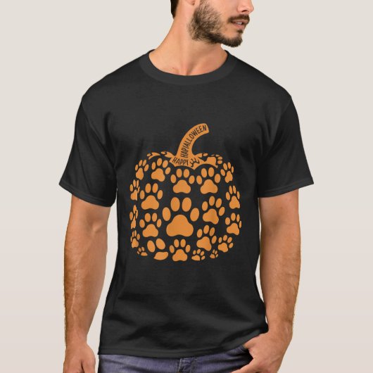 Funny Pumpkin Halloween Paw Dog For Men Women Kids T-shirt (Voorkant)
