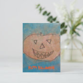 Funny Pumpkin Happy Halloween Kinder Art Waterverf Briefkaart (Staand voorkant)