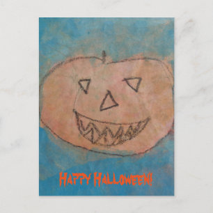 Funny Pumpkin Happy Halloween Kinder Art Waterverf Briefkaart