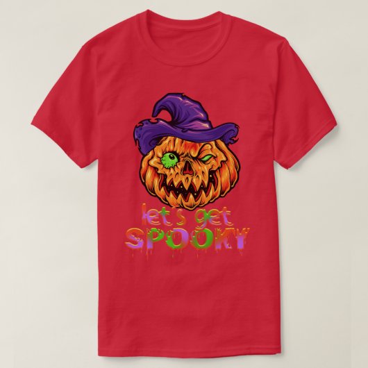 Funny Pumpkin krijgt spoky Scary Halloween Witch C T-shirt (Design voorkant)