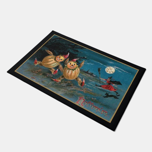 Funny Pumpkin Mensen die door Halloween Witch zijn Deurmat (Schuin)