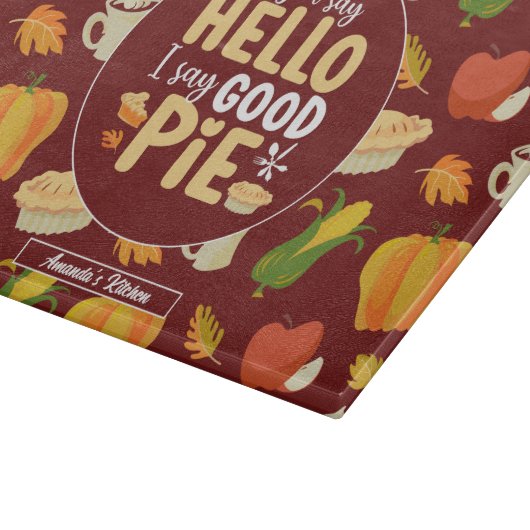 Funny Pumpkin Pie Pun Thanksgiving Snijplank (Hoek)