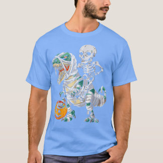 Funny Pumpkin Skeleton Riding Mummy Dinosaur T re T-shirt