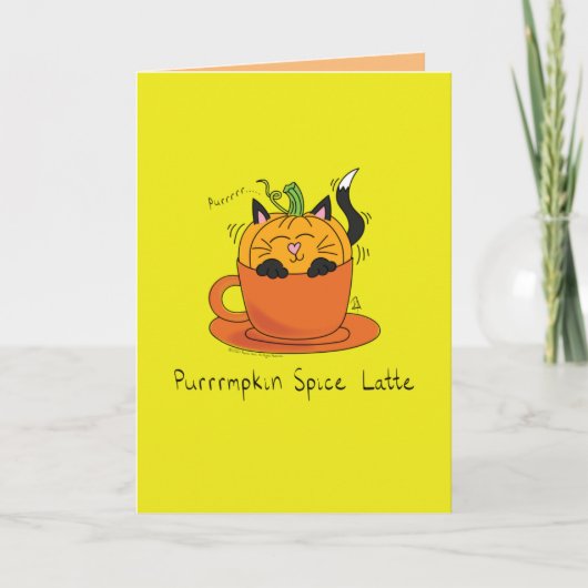 Funny Pumpkin Spice Latte Kitty Cat Coffee Kaart (Voorkant)