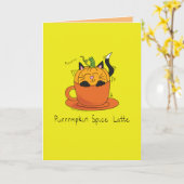 Funny Pumpkin Spice Latte Kitty Cat Coffee Kaart (Gele Bloem)