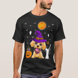 Funny Pumpkin Witch Pet Labrador Retriever Dog Hal T-shirt